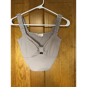 Listicle Women's Ribbed Crop Top with Ruched Straps